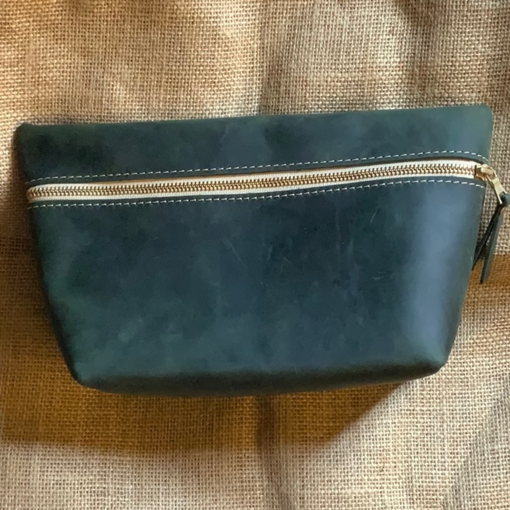 Portland leather make up bag/ toiletry bag